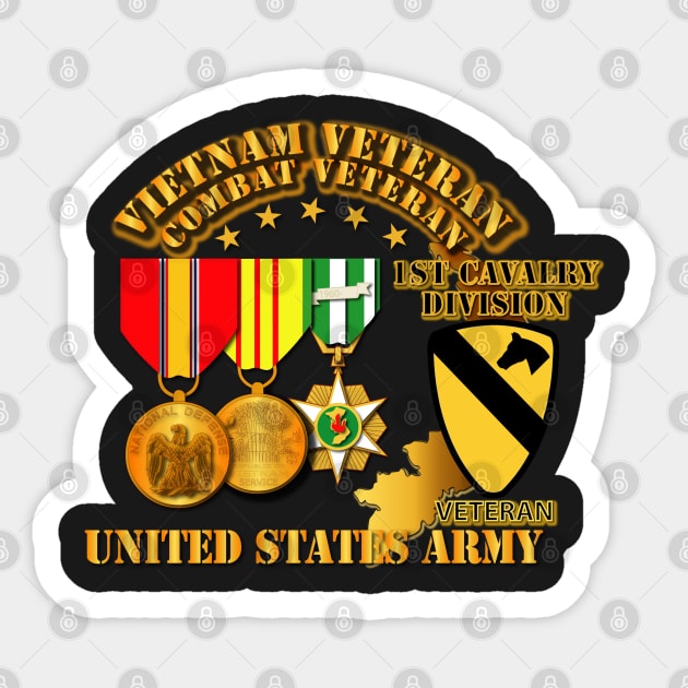 Vietnam  Vet - w Medals - VN - 1st Cav Division Sticker by twix123844